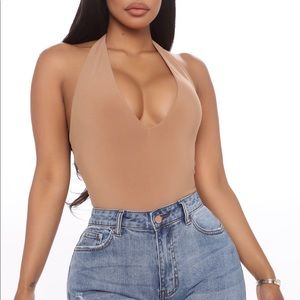Nude halter bodysuit